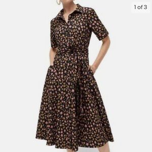 J. Crew Black Floral Midi Dress